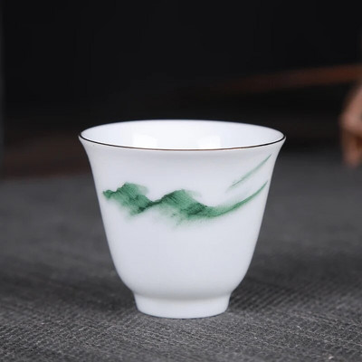 2vnt. Rankomis dažytas baltos porcelianinės plonos padangos arbatos puodelis Jingdezhen keraminis arbatos puodelis Kūrybinės arbatos dovanos namuose Asmeninis vienas puodelis