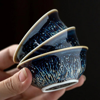 Multicolor Kiln Fambe Ceramic Teacup Porcelain Master Tea Cup Creative Temmoku Glaze Zen Tea Bowl Buddha Office Decor Accessory