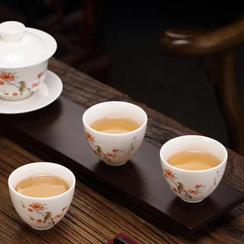 Boutique Suet Нефритова керамична чаша за чай Персонална чаша за медитация Ръчно рисувани цветя Купа за чай Pu\'er Master Cup Аксесоари за сервиз за чай