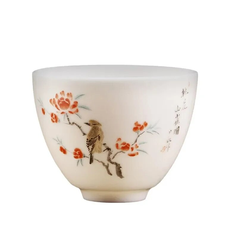 Boutique Suet Jad ceașcă de ceai din ceramică ceașcă personală de meditație cu flori pictate manual bol de ceai Pu'er Master Cup accesorii pentru set de ceai