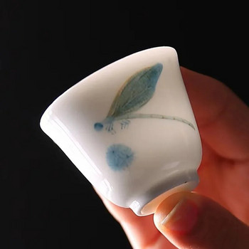Нефритова бяла керамична водно конче, ръчно рисувана чаша за чай, домакинска светлина, луксозен комплект за чай Kung Fu, керамична чаша за гости, китайска чаша