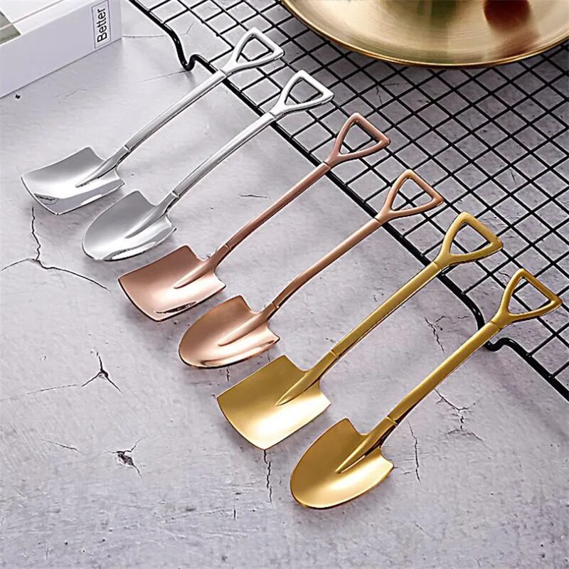 2 tk kohvilusikad söögiriistade komplekt roostevabast terasest retro rauast labidas jäätiselusikas lusikas loominguline lusikas tee-lusikas mood lauanõud
