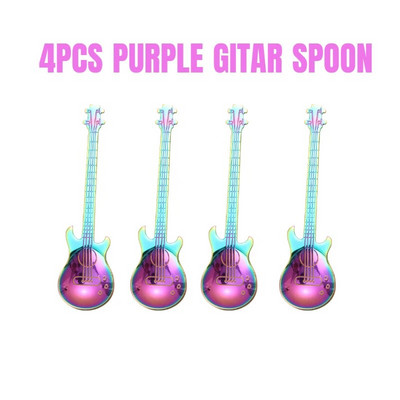 4 KOM Gitara Žličice za kavu Glazbene žličice od nehrđajućeg čelika 304 Žlice za miješanje Žlica za šećer Kvalitetno posuđe Poklon za zabavu