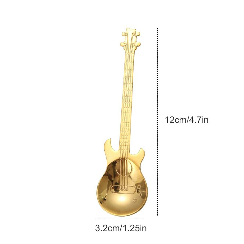 4 KOM Gitara Žličice za kavu Glazbene žličice od nehrđajućeg čelika 304 Žlice za miješanje Žlica za šećer Kvalitetno posuđe Poklon za zabavu