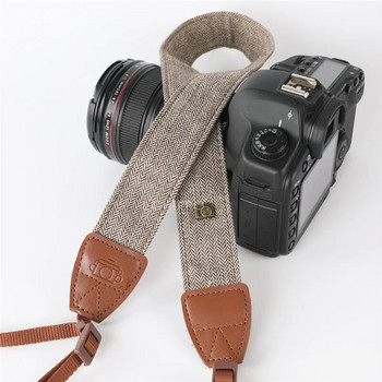 Ρετρό κομψό, ανθεκτικό βαμβακερό δέρμα, ρυθμιζόμενο λουράκι κάμερας DSLR μαλακή ζώνη λαιμού ώμου για Canon Nikon Sony Pentax SLR