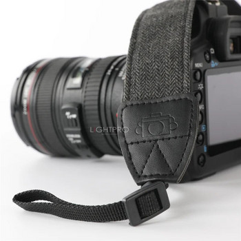 Ρετρό κομψό, ανθεκτικό βαμβακερό δέρμα, ρυθμιζόμενο λουράκι κάμερας DSLR μαλακή ζώνη λαιμού ώμου για Canon Nikon Sony Pentax SLR
