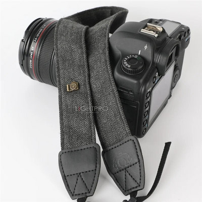 Ретро елегантен издръжлив памучен кожен регулируем фотоапарат DSLR презрамка през рамо врата мек колан за Canon Nikon Sony Pentax SLR