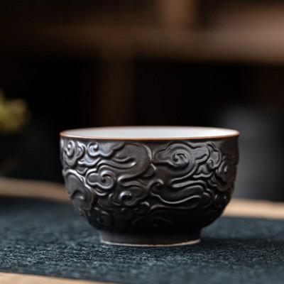 Ceașă de ceai din ceramică, 90 ml, gravură de tip boutique, artă nor, ceașcă mare, o singură ceai, ceai de uz casnic, ceai Kung Fu, cadou personal
