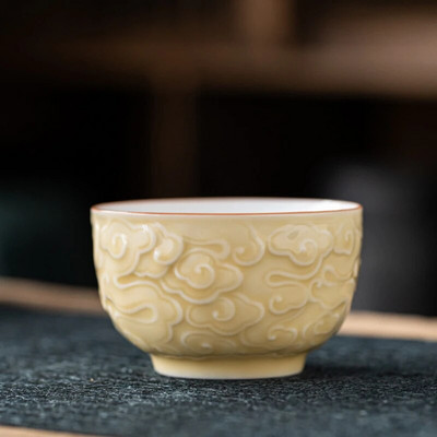 Ceașă de ceai din ceramică, 90 ml, gravură de tip boutique, artă nor, ceașcă mare, o singură ceai, ceai de uz casnic, ceai Kung Fu, cadou personal