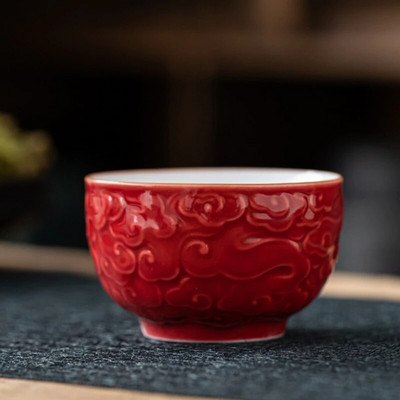 Ceașă de ceai din ceramică, 90 ml, gravură de tip boutique, artă nor, ceașcă mare, o singură ceai, ceai de uz casnic, ceai Kung Fu, cadou personal