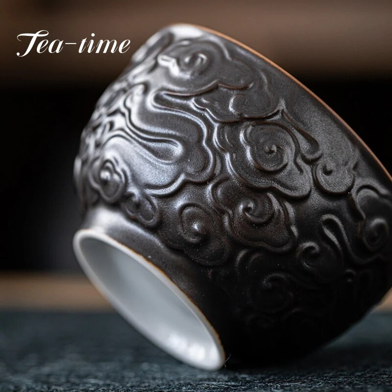 Ceașă de ceai din ceramică, 90 ml, gravură de tip boutique, artă nor, ceașcă mare, o singură ceai, ceai de uz casnic, ceai Kung Fu, cadou personal