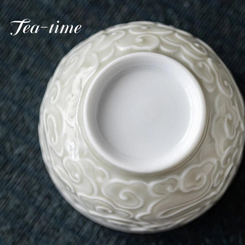 Ceașă de ceai din ceramică, 90 ml, gravură de tip boutique, artă nor, ceașcă mare, o singură ceai, ceai de uz casnic, ceai Kung Fu, cadou personal