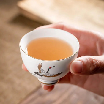 1 бр. китайска керамична чаша за чай, ръчно рисувана птица, модел на пътуваща чаша за медитация, ръчно изработена купа за чай Master Cup, домашен комплект за чай