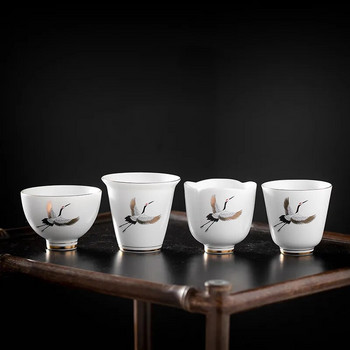 1 бр. китайска керамична чаша за чай, ръчно рисувана птица, модел на пътуваща чаша за медитация, ръчно изработена купа за чай Master Cup, домашен комплект за чай