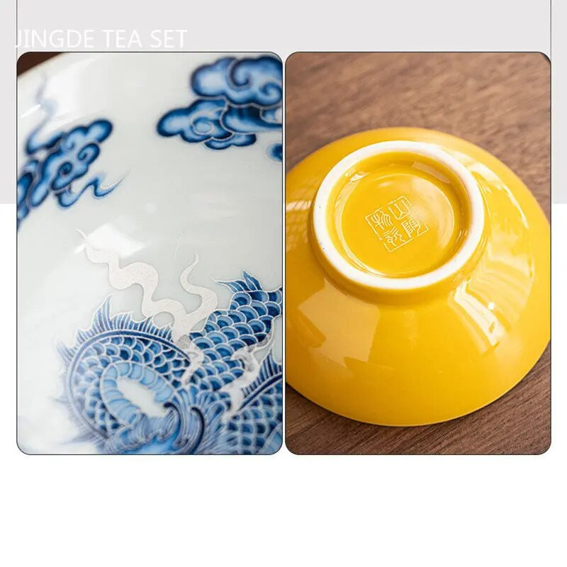 100 ml rankomis dažytas drakono ir fenikso rašto arbatos puodelis Keraminis arbatos dubuo nešiojamasis pagrindinis puodelis Namų asmeniniai arbatos puodelio priedai