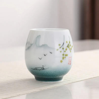 Ceașcă de ceai pictată manual din ceramică personalizată Accesorii pentru set de ceai pentru casă Master Cup Pictura peisajului chinezesc ceașcă de ceai bol de ceai