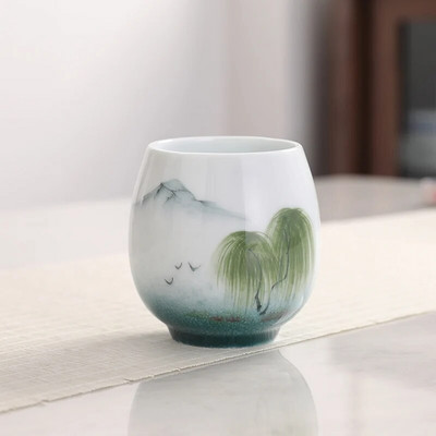 Ceașcă de ceai pictată manual din ceramică personalizată Accesorii pentru set de ceai pentru casă Master Cup Pictura peisajului chinezesc ceașcă de ceai bol de ceai