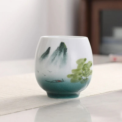 Ceașcă de ceai pictată manual din ceramică personalizată Accesorii pentru set de ceai pentru casă Master Cup Pictura peisajului chinezesc ceașcă de ceai bol de ceai