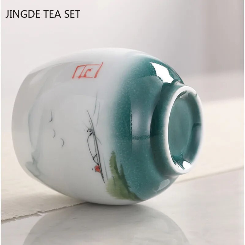 Ceașcă de ceai pictată manual din ceramică personalizată Accesorii pentru set de ceai pentru casă Master Cup Pictura peisajului chinezesc ceașcă de ceai bol de ceai