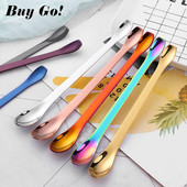 1 vnt 304 nerūdijančio plieno daugiafunkcis šaukštas 8 spalvų kavos maišymo šaukštas Gražus dvigalvis medicinos šaukštas stalo reikmenys