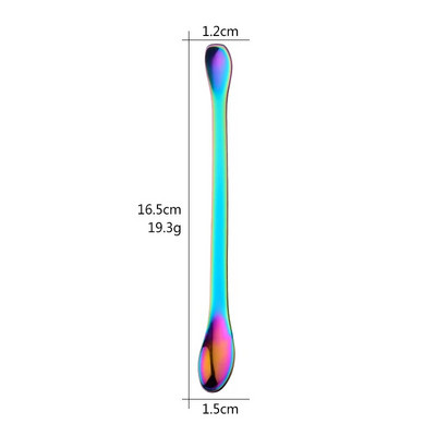 1 vnt 304 nerūdijančio plieno daugiafunkcis šaukštas 8 spalvų kavos maišymo šaukštas Gražus dvigalvis medicinos šaukštas stalo reikmenys
