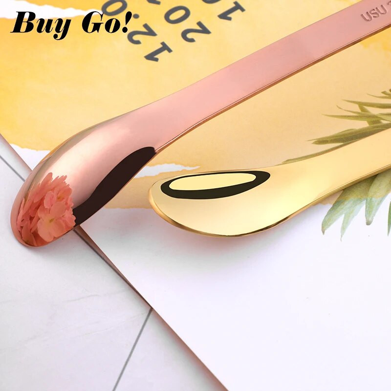 1 vnt 304 nerūdijančio plieno daugiafunkcis šaukštas 8 spalvų kavos maišymo šaukštas Gražus dvigalvis medicinos šaukštas stalo reikmenys