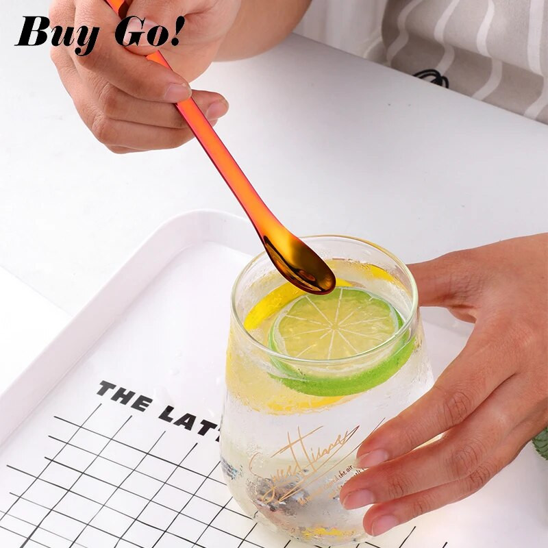 1 vnt 304 nerūdijančio plieno daugiafunkcis šaukštas 8 spalvų kavos maišymo šaukštas Gražus dvigalvis medicinos šaukštas stalo reikmenys