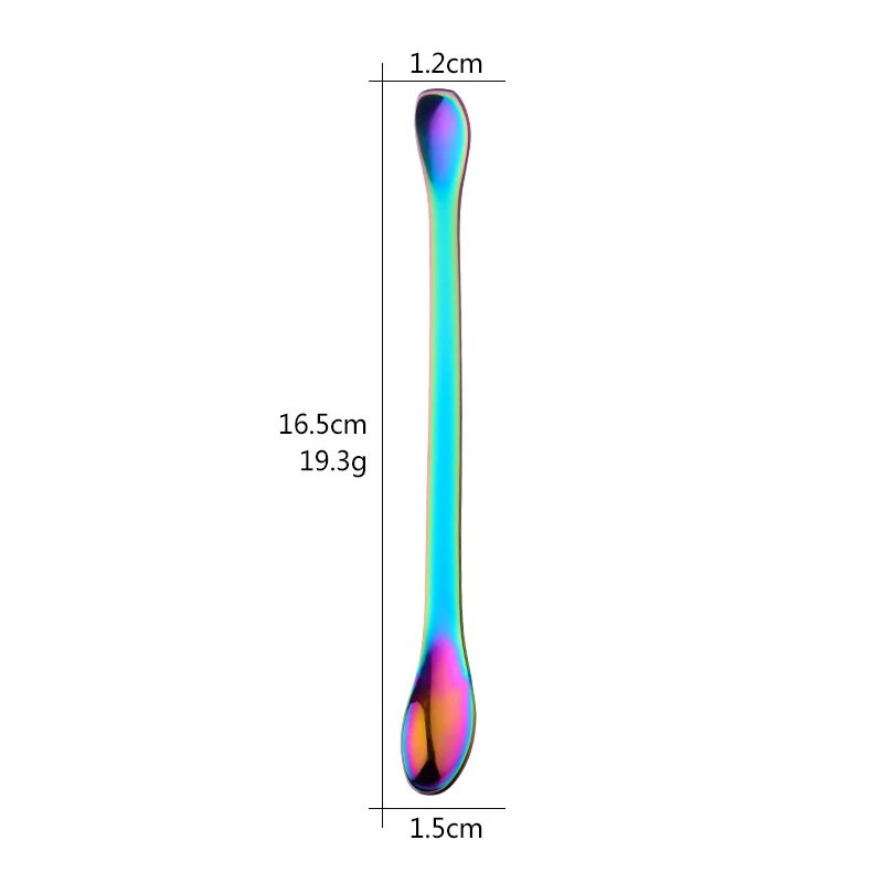 1 vnt 304 nerūdijančio plieno daugiafunkcis šaukštas 8 spalvų kavos maišymo šaukštas Gražus dvigalvis medicinos šaukštas stalo reikmenys