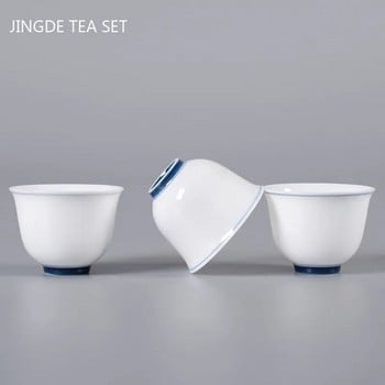 Китайски керамични чаши за чай Преносима малка купа за чай Бяла порцеланова чаша за чай Традиционен сервиз за чай Аксесоари Домакински съдове и прибори