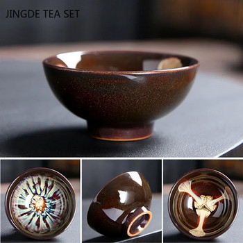 Домакинска керамична чаша за чай с напукана ледена глазура Преносима красива чаша за чай Консумативи за китайска чаена церемония Персонализирана купа за чай
