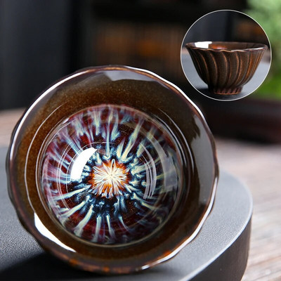 Ceașcă de ceai cu glazură crăpată cu glazură de gheață de uz casnic, ceașcă de ceai portabilă minunată, pentru ceremonie de ceai chinezească, bol personalizat pentru ceai