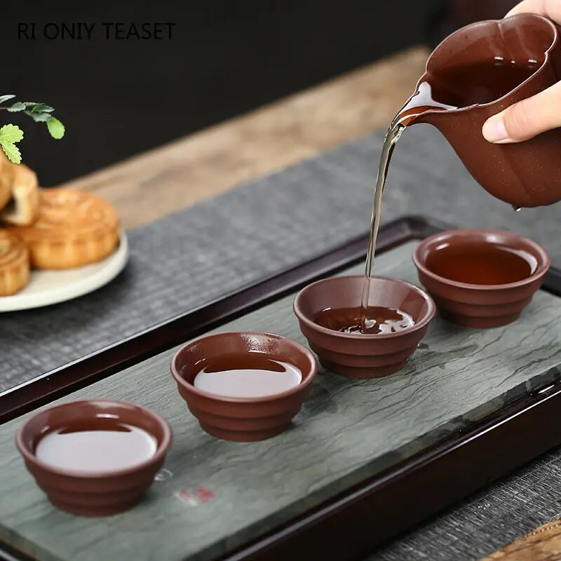 2 vnt./rinkinys Yixing rankų darbo neapdorotos rūdos purpurinio molio arbatos puodelis Boutique arbatos dubuo Master Cup kiniškos autentiškos arbatos rinkinio priedai 40 ml