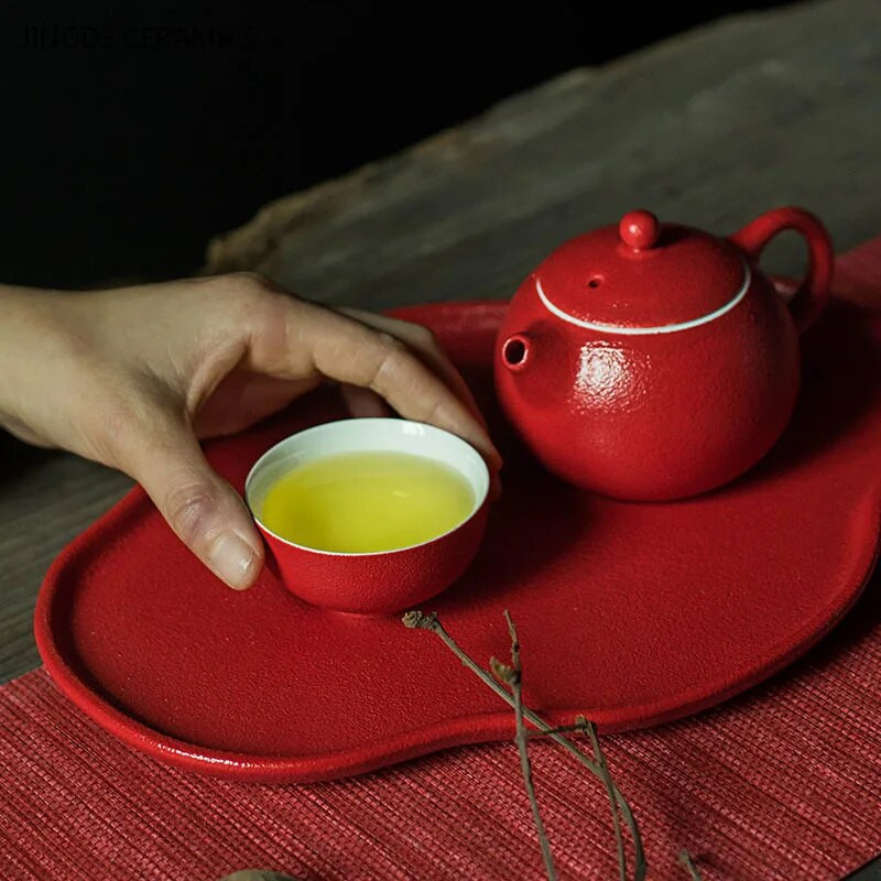 1 tk punane keraamiline teetass Hiina pulmatee komplekt, ühe tassiga Kvaliteetne kaasaskantav Master Cup Kodune jooginõud portselanist teetass