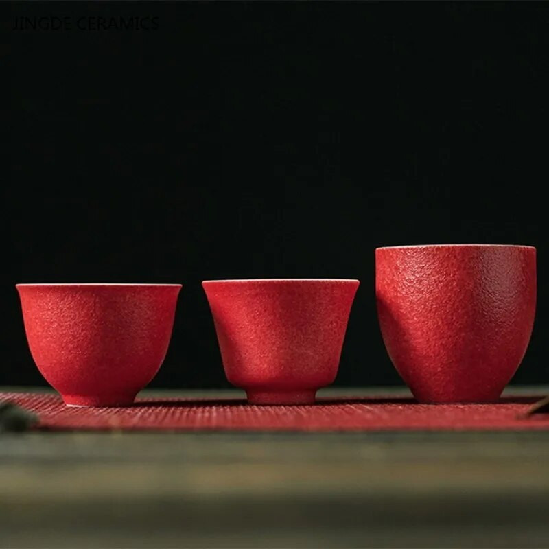 1 tk punane keraamiline teetass Hiina pulmatee komplekt, ühe tassiga Kvaliteetne kaasaskantav Master Cup Kodune jooginõud portselanist teetass