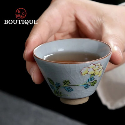 60 ml Boutique Teaset Master Teacup Portable Personal Single Cup Chinese Ru Kiln Opening Ceramic Teacup Чаша за кафе Малка купа за чай