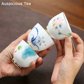 Kiniškas keramikinis arbatos puodelis rankomis dažytas gėlių raštas Boutique arbatos dubuo Meditacijos arbatos puodelis Buitinis porcelianinis arbatos rinkinio priedai