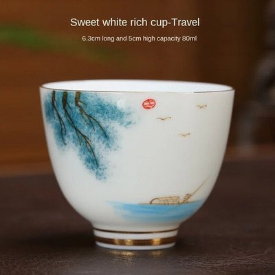 Kiniškas keramikinis arbatos puodelis rankomis dažytas gėlių raštas Boutique arbatos dubuo Meditacijos arbatos puodelis Buitinis porcelianinis arbatos rinkinio priedai