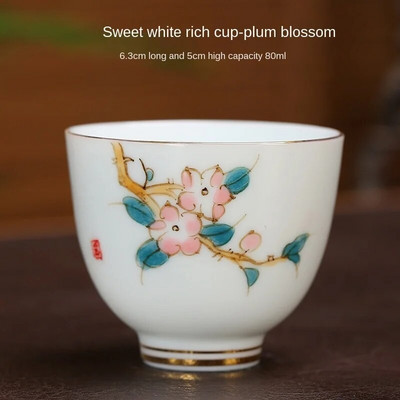 Kiniškas keramikinis arbatos puodelis rankomis dažytas gėlių raštas Boutique arbatos dubuo Meditacijos arbatos puodelis Buitinis porcelianinis arbatos rinkinio priedai