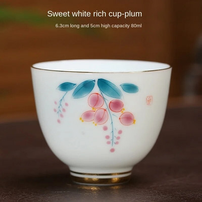 Kiniškas keramikinis arbatos puodelis rankomis dažytas gėlių raštas Boutique arbatos dubuo Meditacijos arbatos puodelis Buitinis porcelianinis arbatos rinkinio priedai
