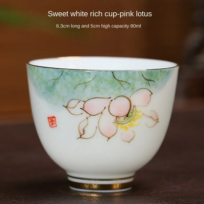 Kiniškas keramikinis arbatos puodelis rankomis dažytas gėlių raštas Boutique arbatos dubuo Meditacijos arbatos puodelis Buitinis porcelianinis arbatos rinkinio priedai