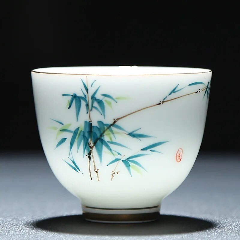 Kiniškas keramikinis arbatos puodelis rankomis dažytas gėlių raštas Boutique arbatos dubuo Meditacijos arbatos puodelis Buitinis porcelianinis arbatos rinkinio priedai