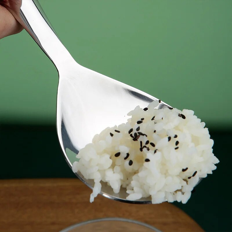 Neljepljiva žlica za rižu od nehrđajućeg čelika, zadebljana lopata za rižu, otporna na visoke temperature, povećana javna žlica, kuhinjski pribor