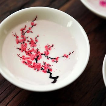Ιαπωνικό μαγικό φλιτζάνι Sakura Κύπελλο κρύου θερμοκρασίας που αλλάζει χρώμα Οθόνη λουλουδιών Sake Cup Κεραμικό Kung Fu Tea Cup Μπολ Sakura Cup