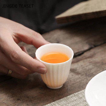 2 бр./лот Suet Jade Ceramics Teacup Office Tea Drinking Tea Bowl Китайски бял порцеланов чай Аксесоари Единична чаша Drinkware