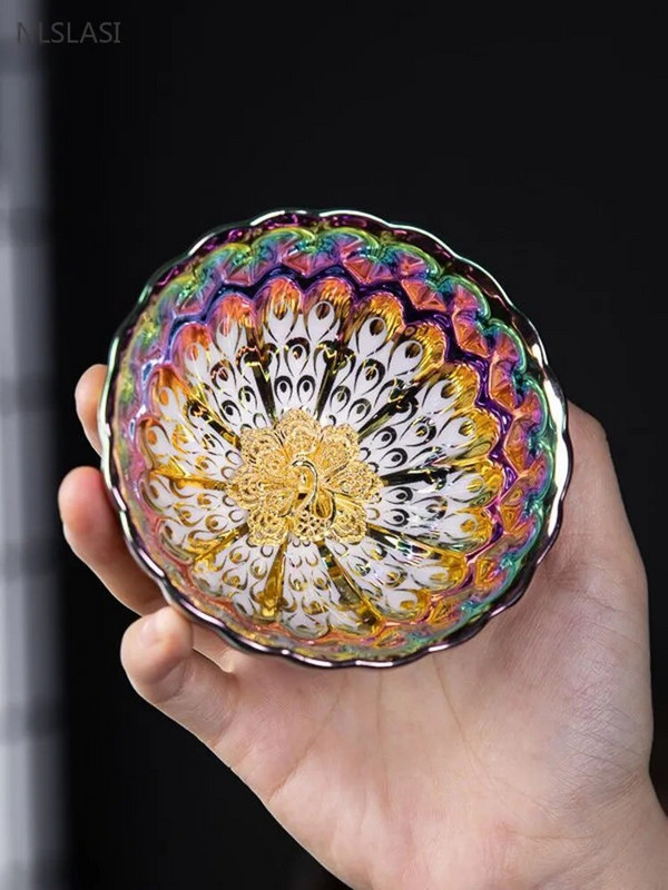 1 vnt./140 ml spalvingas povo arbatos puodelis Aukštos kokybės keramikinis meistro puodelis senovinės krosnies meditacijos arbatos puodelis buitinis mažas arbatos dubuo