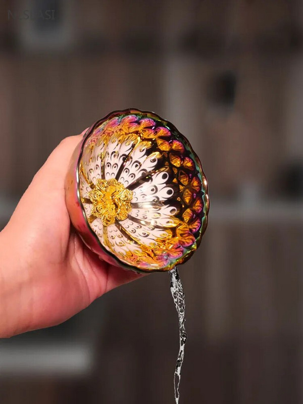 1 vnt./140 ml spalvingas povo arbatos puodelis Aukštos kokybės keramikinis meistro puodelis senovinės krosnies meditacijos arbatos puodelis buitinis mažas arbatos dubuo