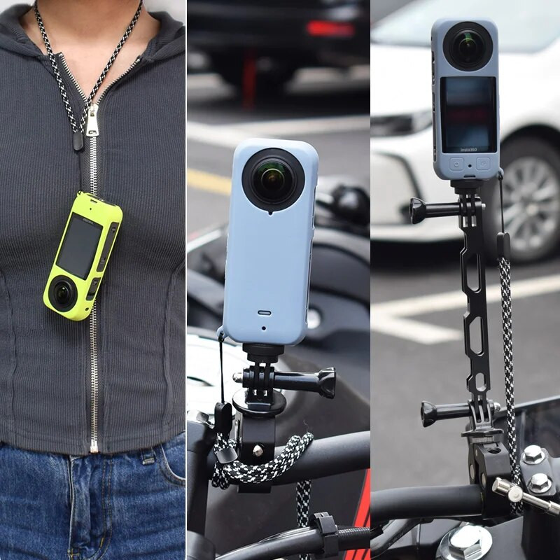 Insta360 X3 Body szilikon védőtok biztonsági csuklópánttal, elveszésgátló kötélvédő burkolattal, kiegészítőkkel Insta 360 X 3-hoz