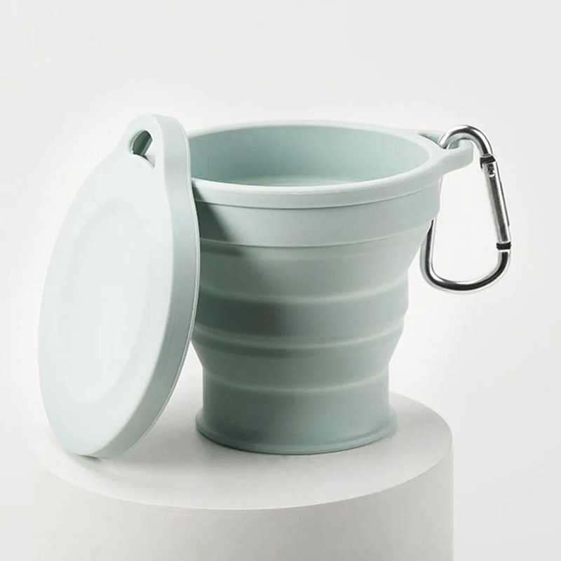 Ceașă pliabilă de 150 ml, mini ceașcă retractabilă din silicon, ceașcă de ceai portabilă cu capac, ceașcă telescopică de cafea pentru călătorie în aer liber