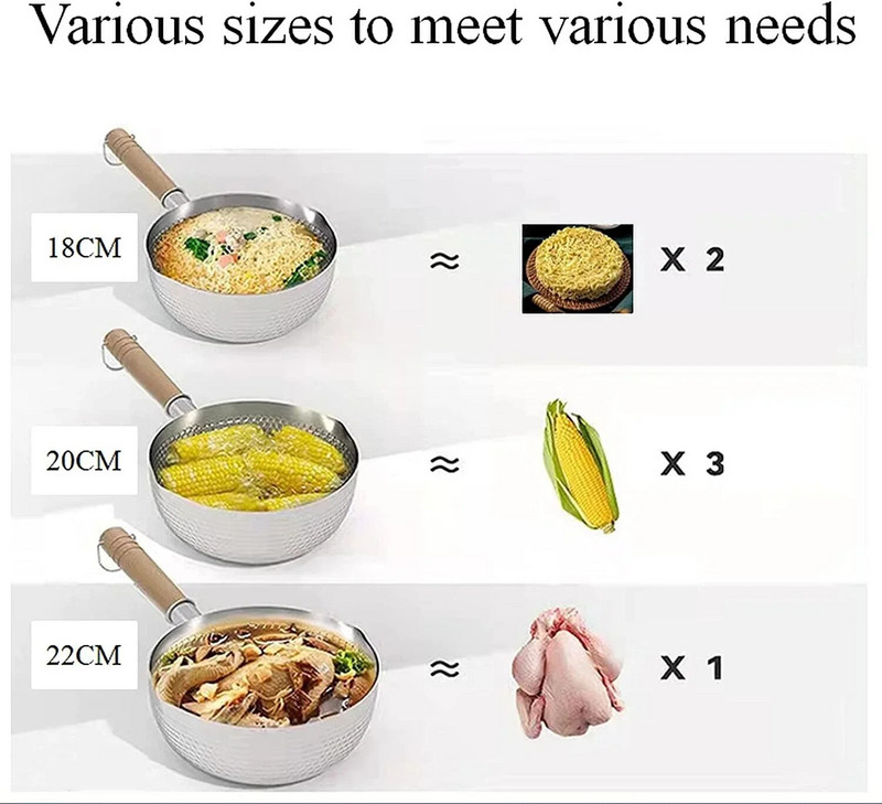 Japanski snježni lonac od nehrđajućeg čelika Lonac za kućanstvo s neprijanjajućim premazom za kuhanje instant rezanaca s izljevom Lonac za mlijeko