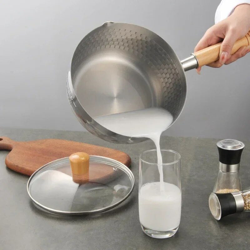 Japanski snježni lonac od nehrđajućeg čelika Lonac za kućanstvo s neprijanjajućim premazom za kuhanje instant rezanaca s izljevom Lonac za mlijeko